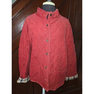 Womens 3X Quilted Red Corduroy Jacket With Plaid Lining By Statements